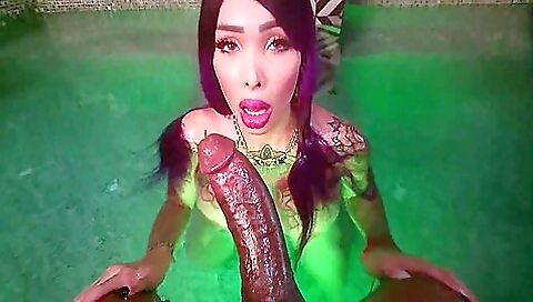 Busty tattooed girl gives a good blowjob to her boyfriend