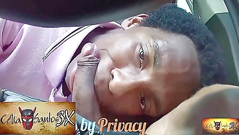 Ebony girl with a thick black cock fucks in her mouth