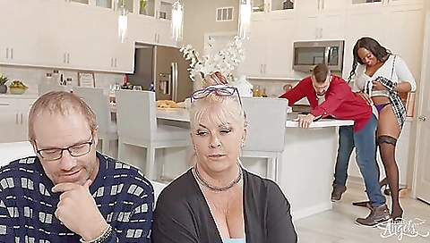 Ebony babe fucked and spanked in a interracial scene