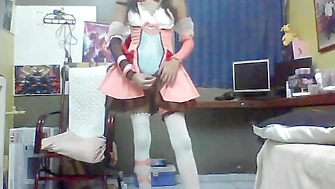 Latina brunette is wearing white lingerie and stockings