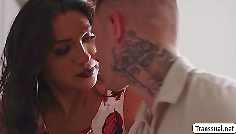 Big-boobed brunette gets her ass humped on the bed