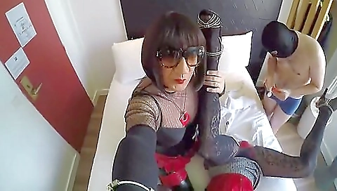 Big tits brunette in stockings and stockings threesome